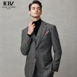 Logo Suit for Men Slim Fit End Gray Wool/Silk Business Casual Formal Wedding
