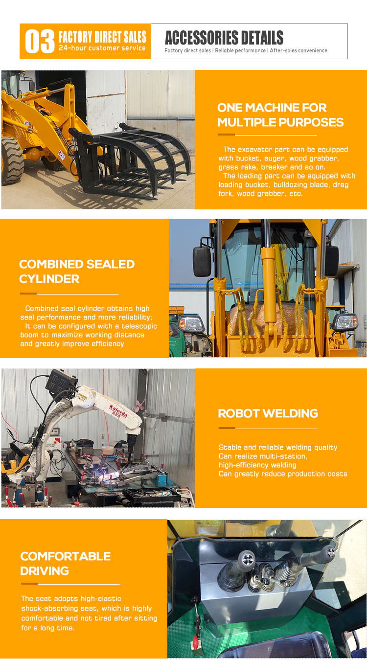 4 Wheel Drive 2 Ton Backhoe Loader with and Min. Turning Radius 000 mm