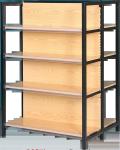 Transfer Wood Gondola Shelving Grocery 4 Post Column Rack Shelves