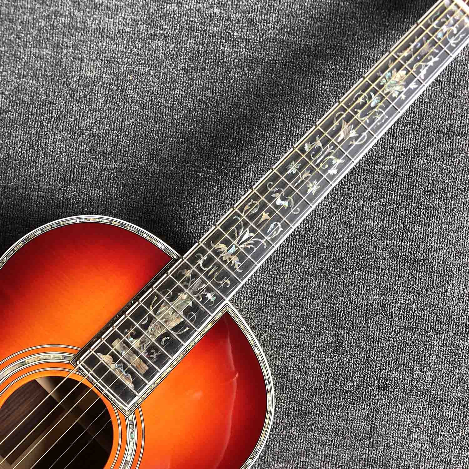 Custom 39 Inch Round Corner 6 Xuan OOO45S Spruce Korean Pine Panel Rosewood Ebony Fingerboard Abalone Shell Inlay Edge A