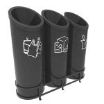 Public Park Steel 1100mm Length Multi Compartment Trash Can