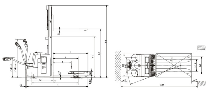 Detachable Double Pallet Truck , Low Shelves Warehouse Pallet Jack Truck