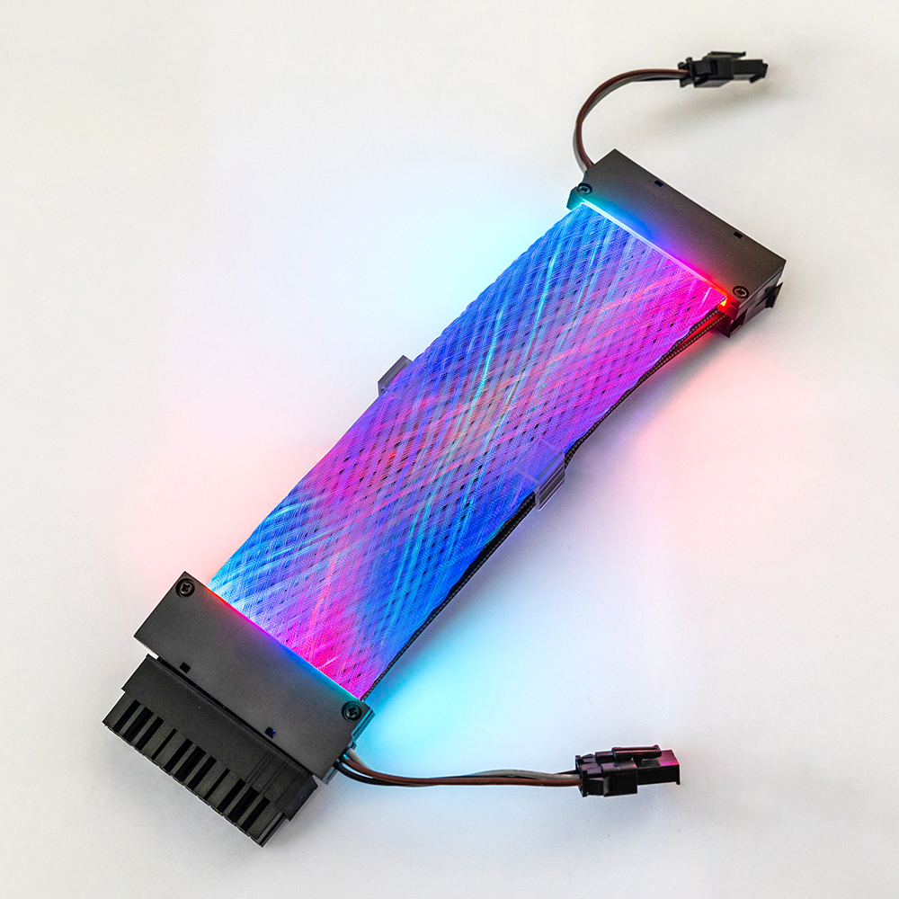 24PIN Cable Expansion Power Adapter Computer Connector Synchronous Motherboard Mesh Double Head Light 200mm