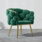 Customized Green Upholstered Dining Chairs Metal Legs Fabric Velvet Dining