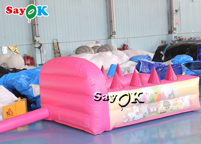 Unicorn Theme Backyard Inflatable Ball Pit Pool With Air Jugglers 2.4m 7ft Pink