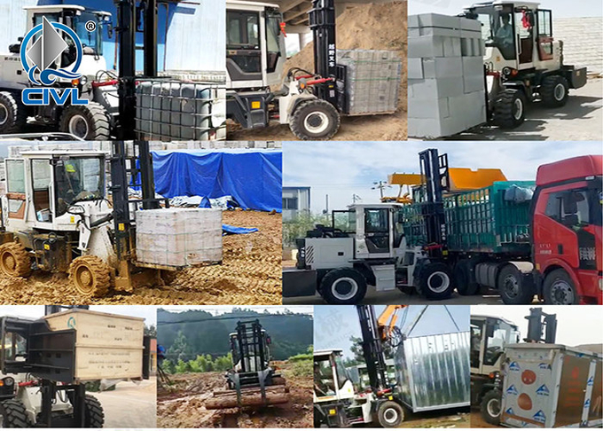 3 Ton Off Road Internal Combustion Forklift / Field Forklifts Rugged Mountain Road Railway Construction Forklift