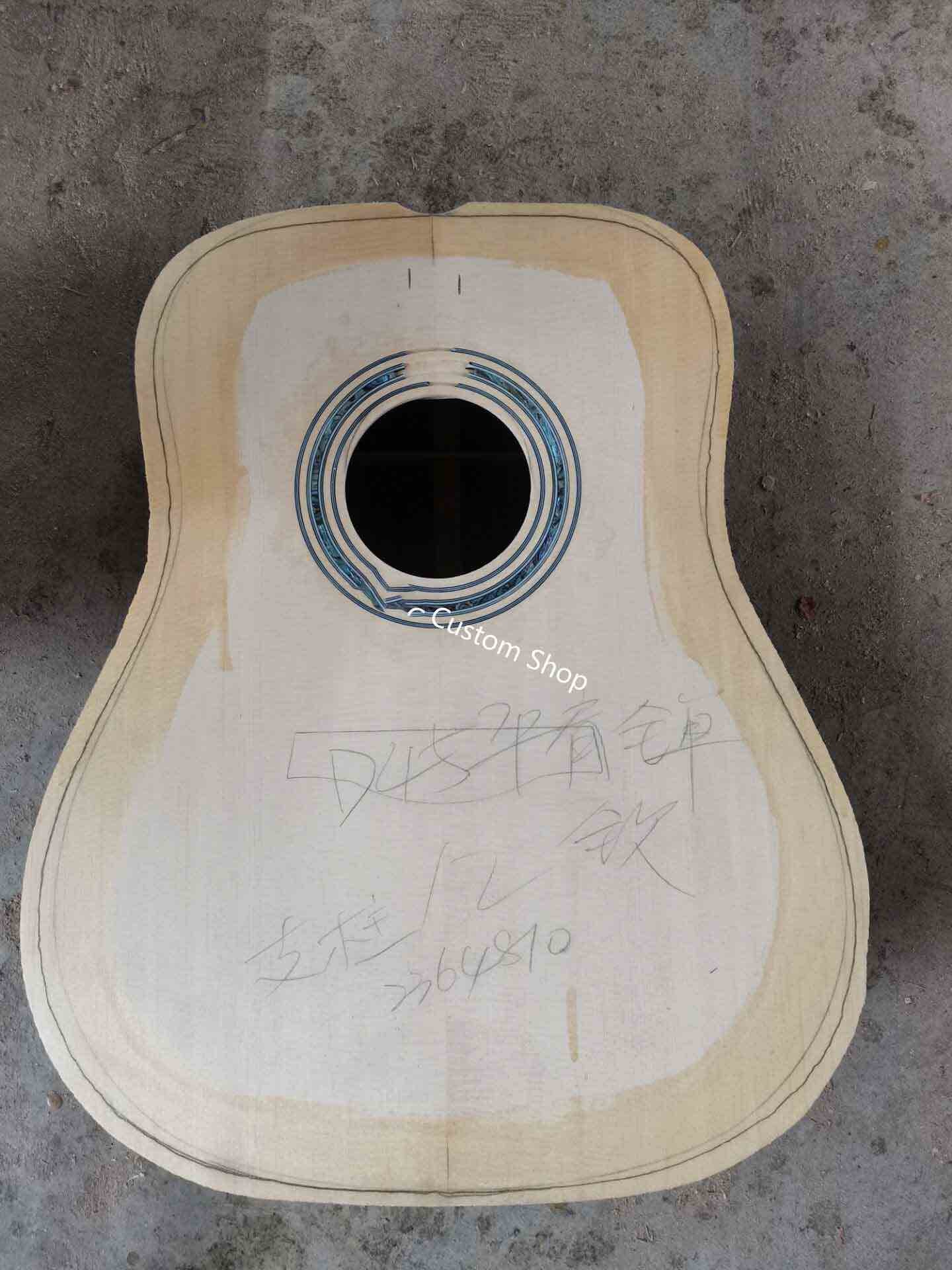 Custom AAAA All Solid Wood Round D Type Body Vintage Acoustic Dreadnought Guitar in Yellow