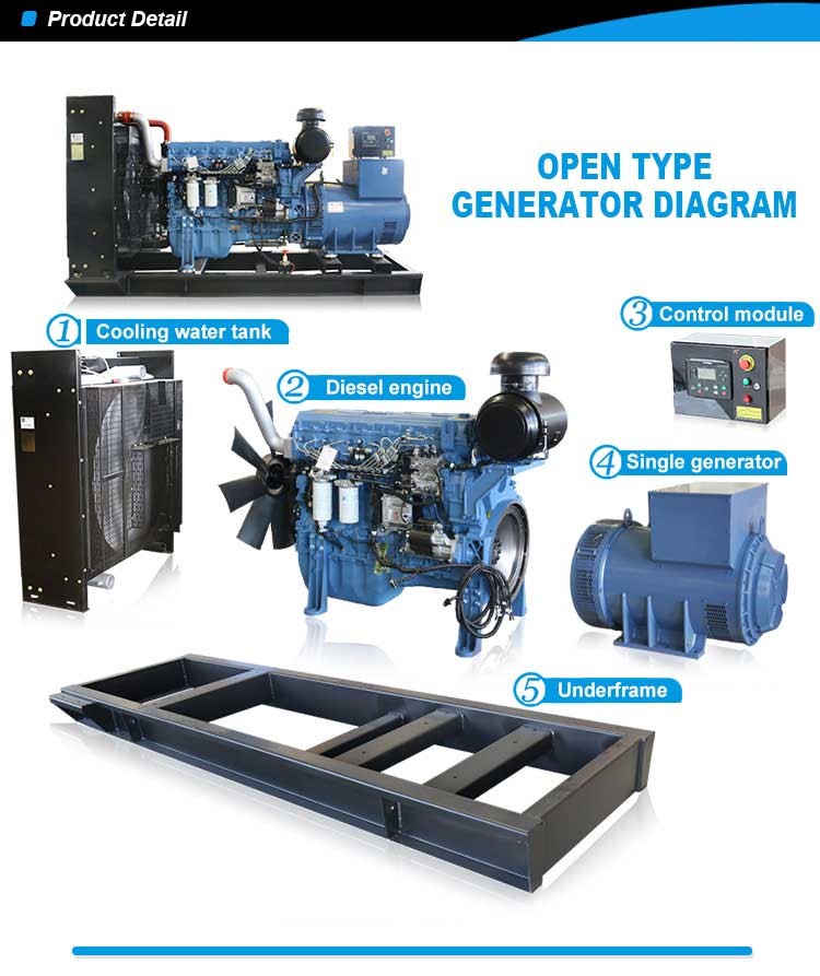 Open Type CUMMINS Diesel Generator 220V Single Phase Three Phase 100kw