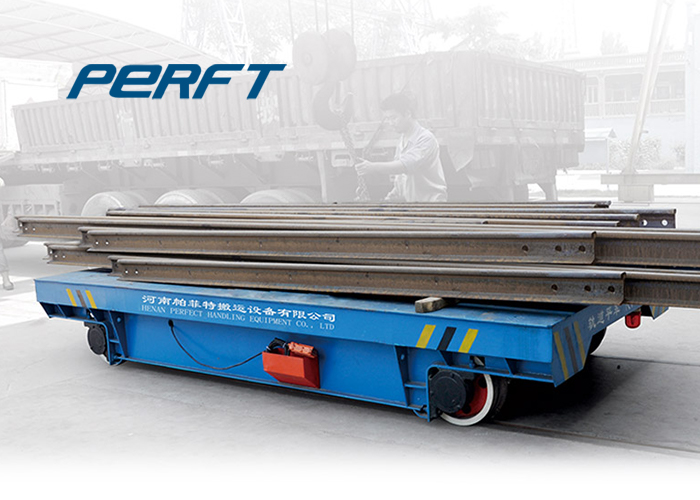 motorized flat bed transport wagon for industry transfer rail vehicles