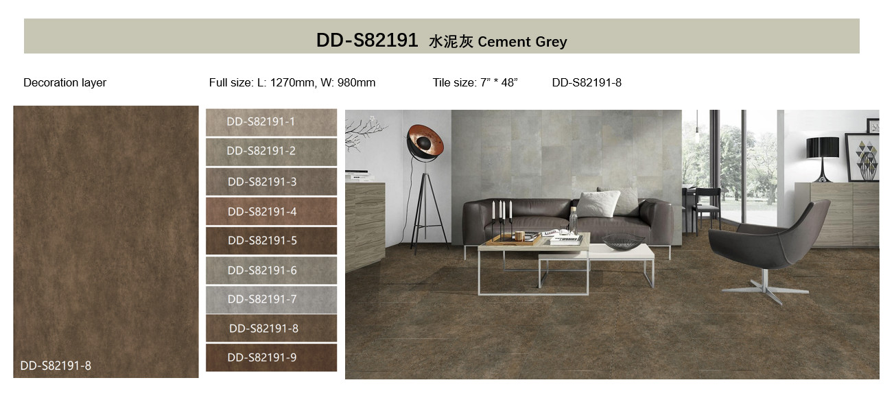 Unilin Click Grey Cement Vinyl Flooring 4mm 5mm GKBM DD-S82191-8 Greenpy