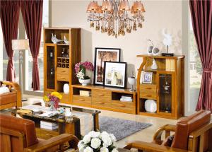 Quality modern Zingana solid wood comibined cabinet TV stand furniture wholesale