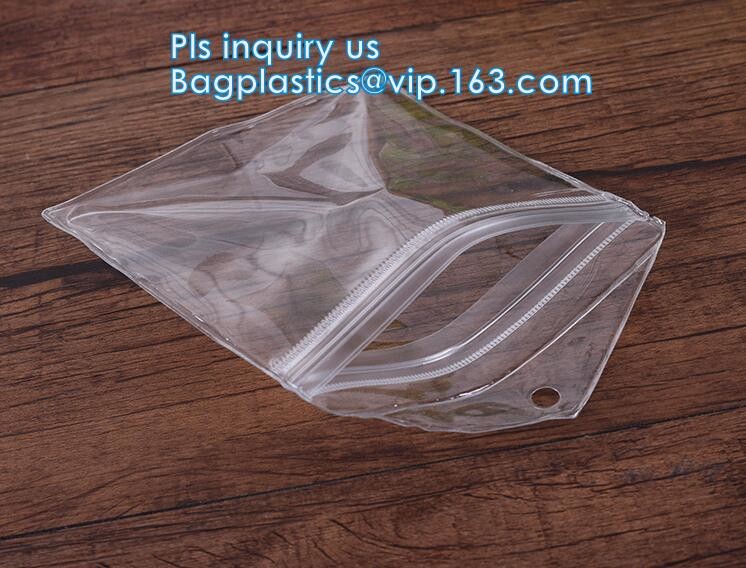 Cosmetic k clear bubble bags/Hot sale Slider Zipper Bag, slider hook hanging zipper bag, Slider Zipper PVC Pencil