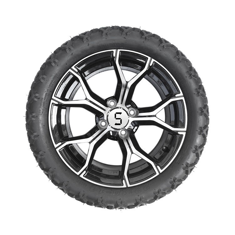 Machined 14 Inch Golf Cart Wheels And Tires 22x10 Rubber Material