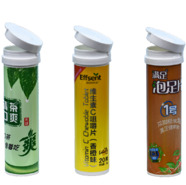 Effervescent Vitamin C Tube Candy Dispenser Bottle with Twist Lock Food Grade PP