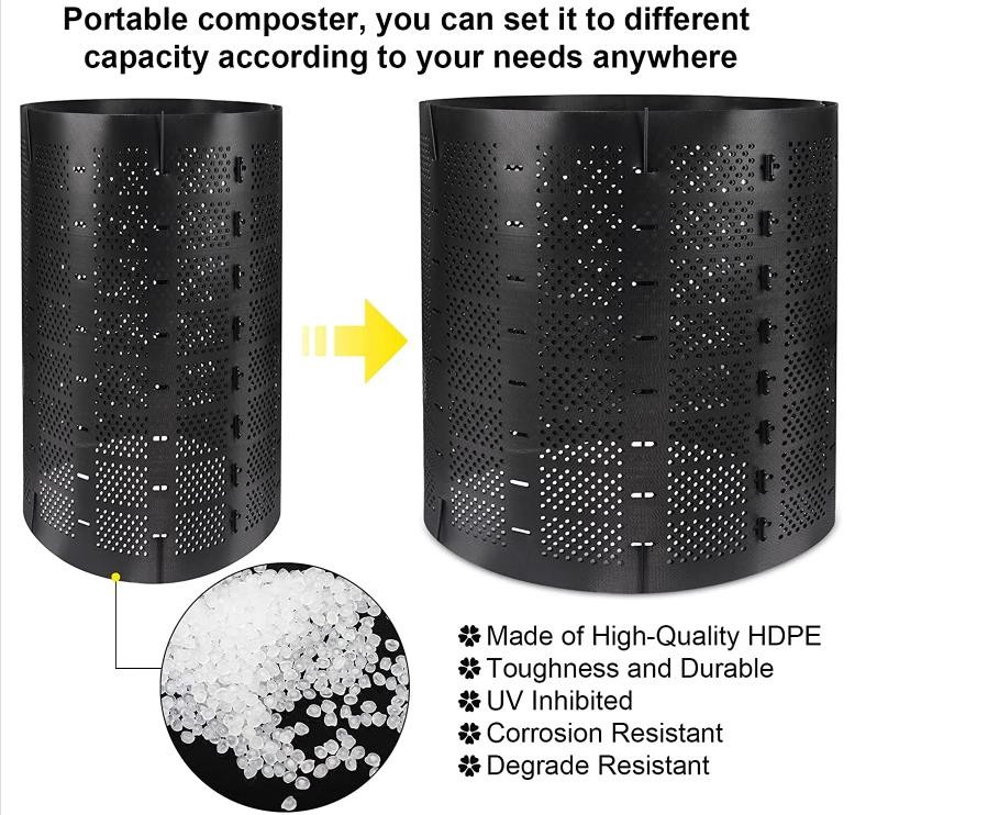 Large Household Expandable HDPE Presto Compost Bin Black