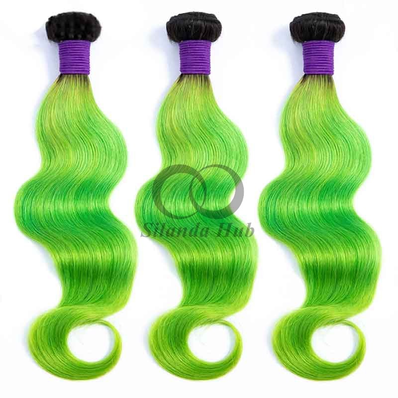 #T1B/Green Body Wave Remy Human Hair Bundles Sew In Weave Bundles Brazilian Bundle Deals