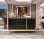 Luxury Design Living Room Side Cabinet With High Gloss Surface Steel Legs