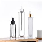 Glass Cosmetic Serum Essential Oil Dropper Bottle Eco Clear 10ml 2.3cm Dia