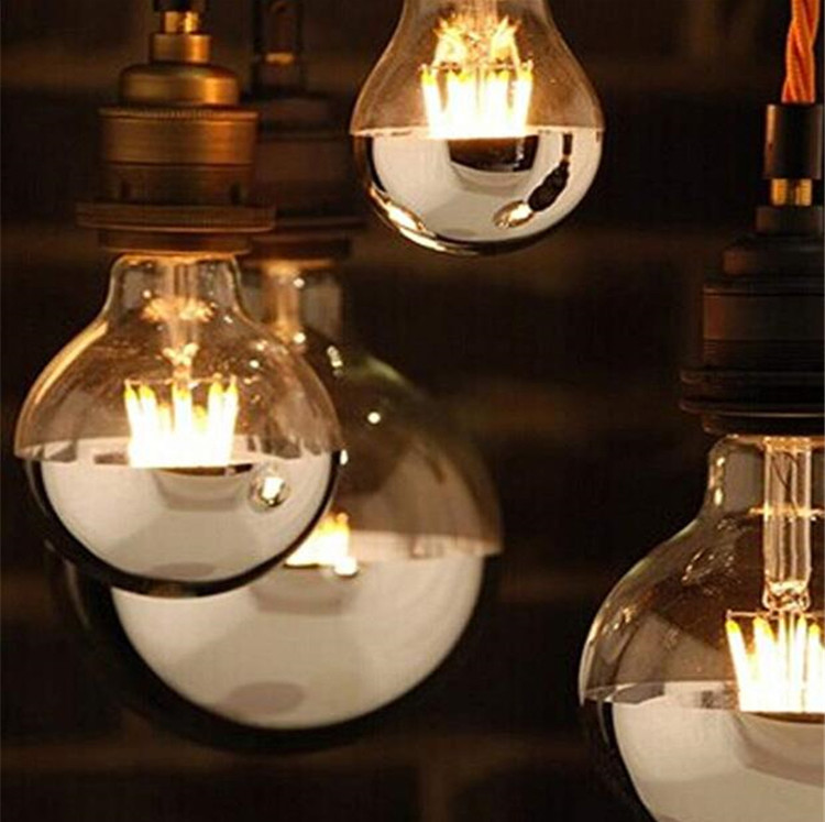 E27 G80 Decorative Filament Bulbs 3000K Silver Coated Light Bulbs 4W 6W