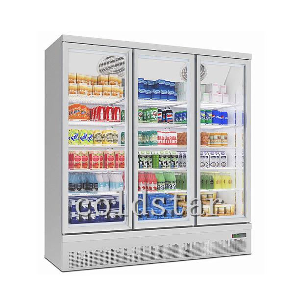 Supermarket 3 glass doors refrigerator drink display cooler yogurt milk