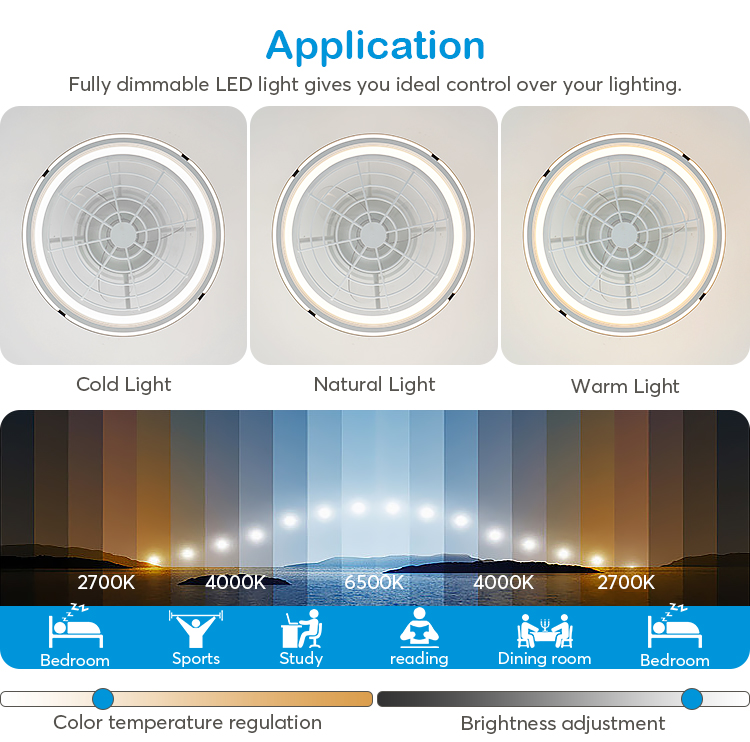 Pure Copper LED Lighting Ceiling Fan for Bedroom 10- and WiFi Control from 1stshine