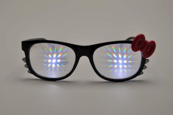 Hello Kitty Frame Fireworks Glasses With 13500 Lines Diffraction Effect Black