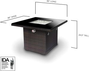 Quality 25 Inches Fiberglass Gas Square Fire Pit For Patio Garden wholesale