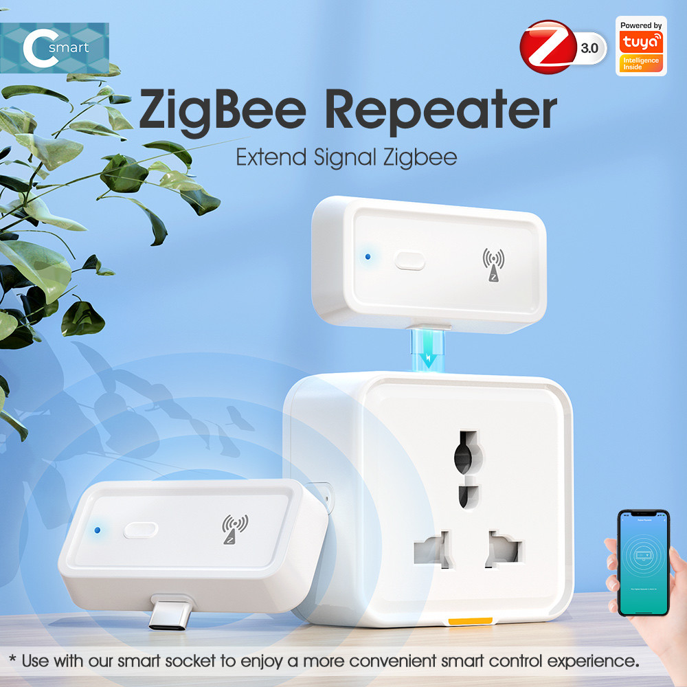 Tuya ZigBee Repeater – Type-C Powered Wireless Signal Booster for Smart Home Devices, Extends ZigBee Network Range and Stability