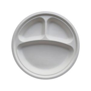 Quality Biodegradable Disposable Bagasse Three Compartment Paper Plates wholesale