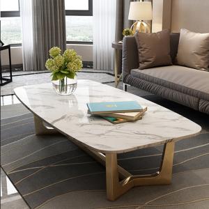 Quality Living Room Marble And Stainless Steel Coffee Table Height 0.45m wholesale