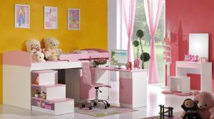 Quality low loft kids bed with movable desk wholesale
