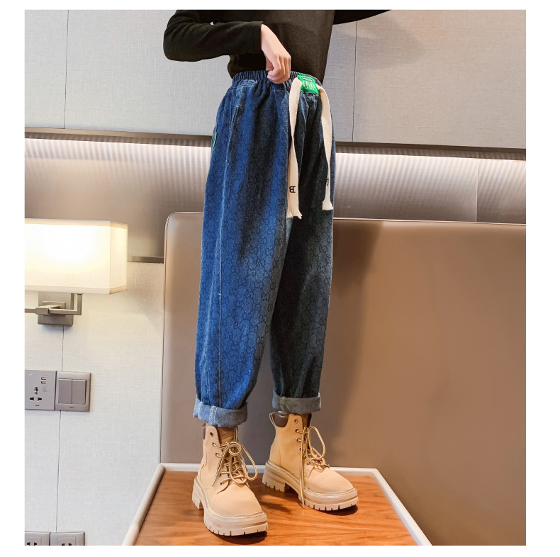 Straight Leg Girls Jeans Pants Trousers Versatile Blue For Children 4-16 Years Old