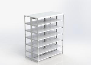 Quality 6 Layers White Metal Storage Shelves , Convenience Store Display Racks wholesale