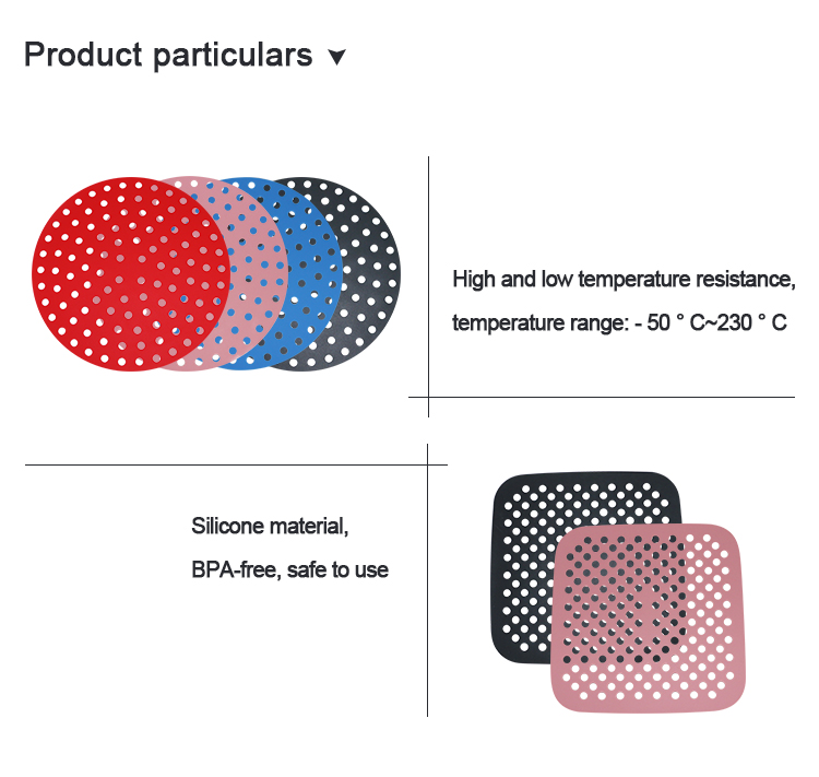 Custom Reusable Silicone Kitchenware Set , Air Fryer Silicone Pad Round Square Shape