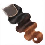 Three Tone Virgin 4x4 Hair Closure , Hand Tied 4x4 Free Part Closure