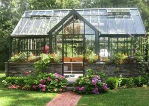 Quality Vegetable Growing Aluminium Garden Greenhouse Four Windows Double Sliding Doors wholesale