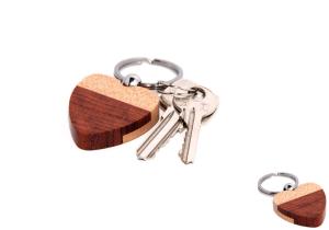 Quality Bi-wood heart shape wood key chain wholesale