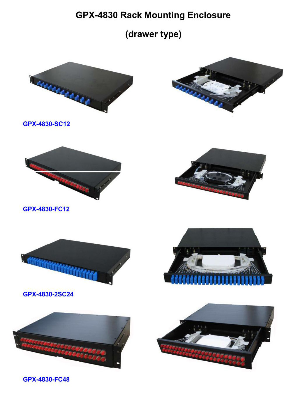 Black Fiber Optic Distribution Box , Fiber Optic Distribution Unit