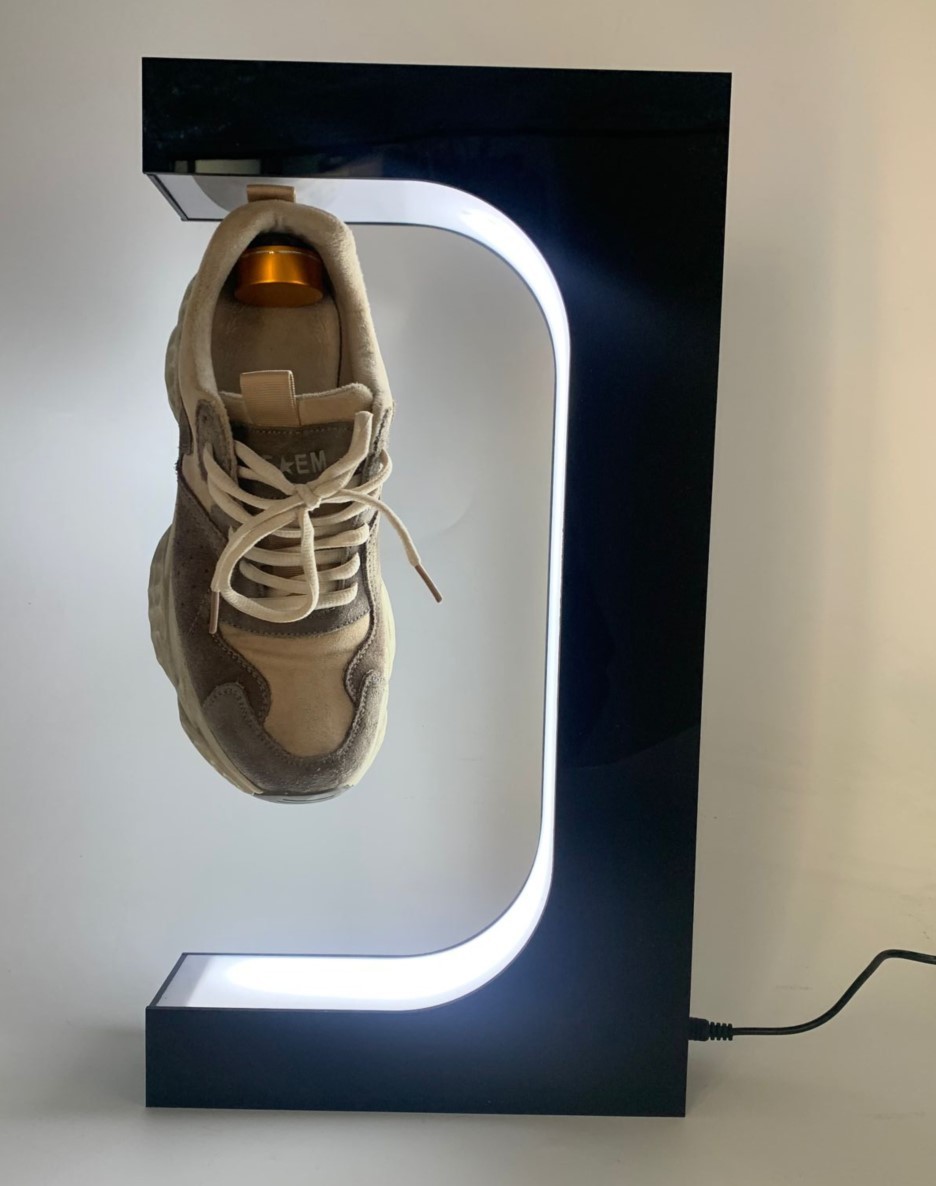 colorful led light magnetic levitation floating sneaker shoes display stand with remote controller