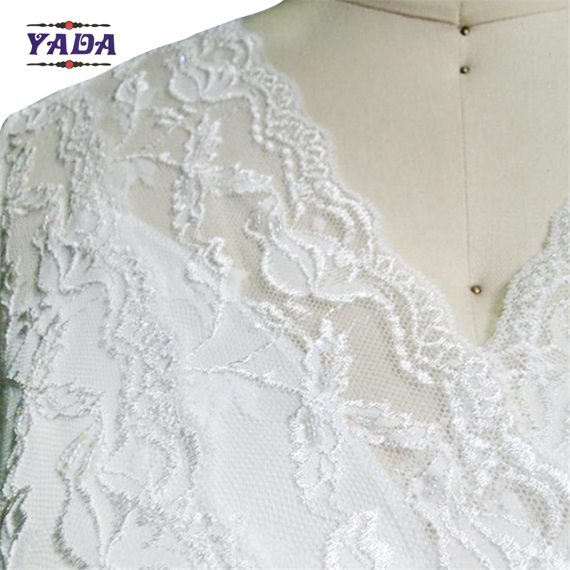 Fashion lace v-neck short sleeve elegant women ladies white dress for mature woman