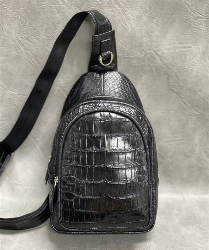 Exotic Crocodile Skin Men's Chest Bag Authentic Genuine Alligator Leather Male Messenger Bag Crossbody Shoulder Bag