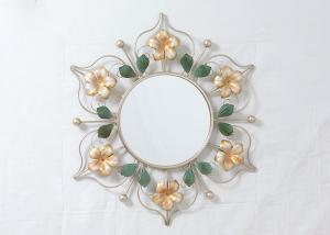 Quality Wrought Frame Decorative Framed Metal Flower Mirror wholesale