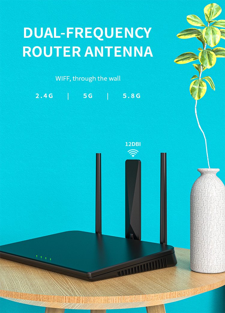 Black 5dBi 2.4G GSM 4G Lte 433mhz 868mhz Wireless Wifi Omnidirectional External Rubber Antenna