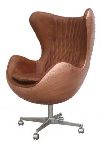 Quality Restoration Hardware Aviator Swivel Chair Egg Aviator Leather Chair Brass Riveted wholesale