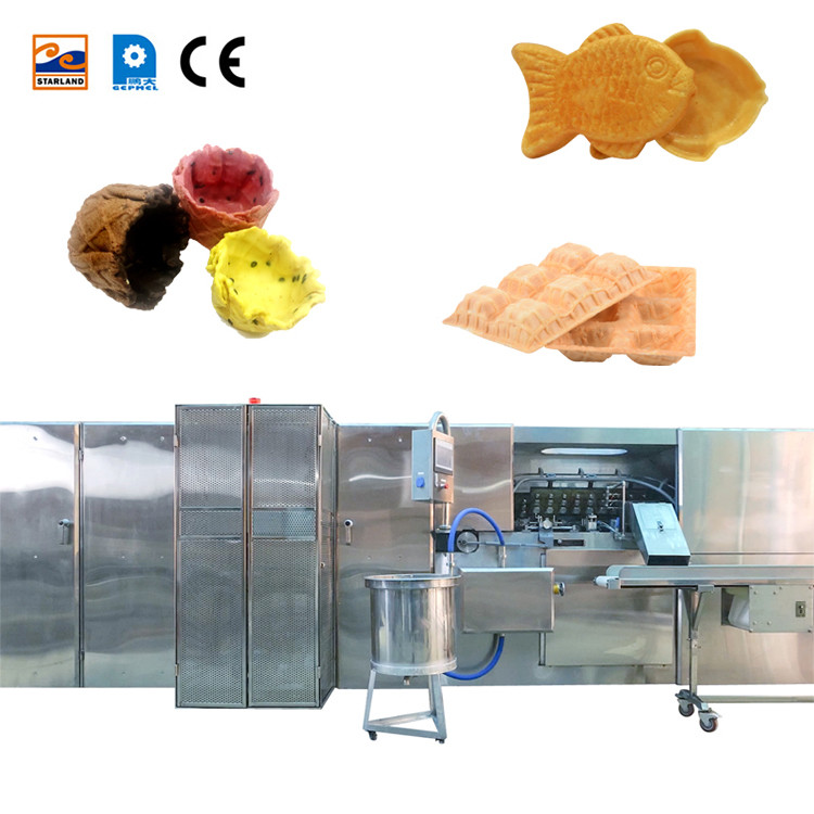 89 Baking Plates 14m Long Waffle Basbet Production Line Wafer Bowl Production PLC Controlled