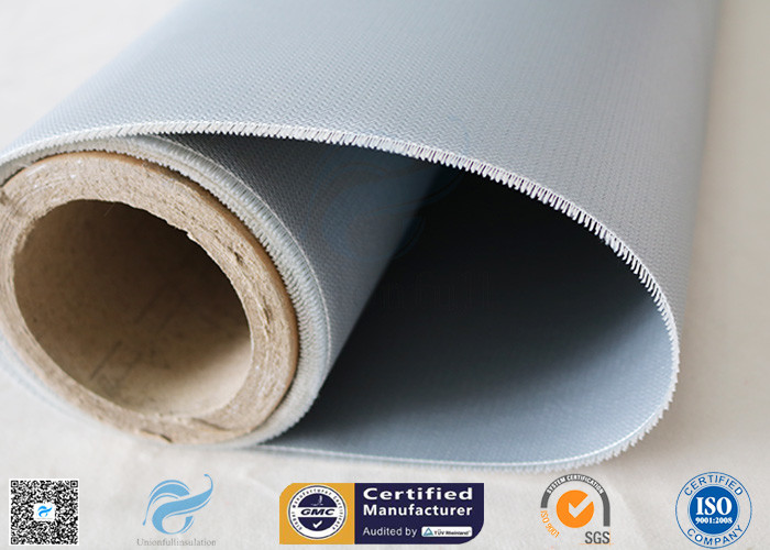 Double - Sides 1.5m*50m 0.45mm Gray Silicone Coated Fiberglass Fabric Welding Curtain