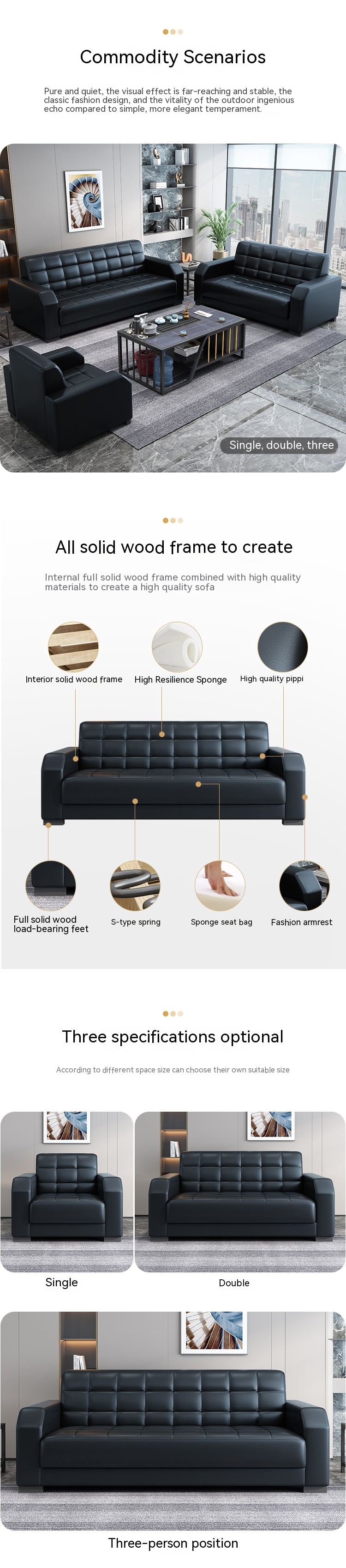 Modern Office Furniture Customized Leather Sofa Set Chinese Style Contemporary 2 Sets