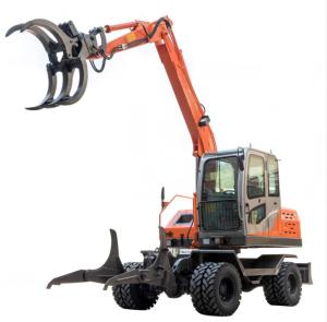 Quality 6.5 Ton Wood Loader Wheel Excavator With Log Grapple wholesale