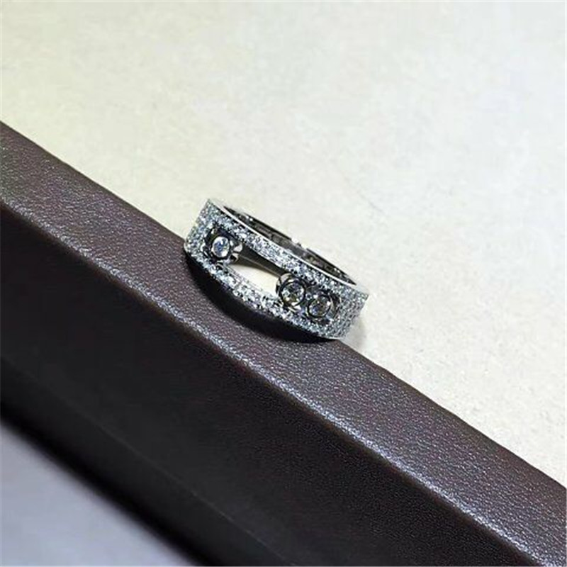 Luxury jewelry Luxury Jewelry Three drill sliding ring material 18k white gold yellow gold rose gold diamond ring
