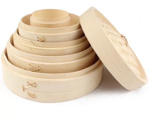 Quality 10 Inch Lid Dim Sum Bamboo Steamers , Rice Bamboo Momo Steamer Basket Kitchen wholesale